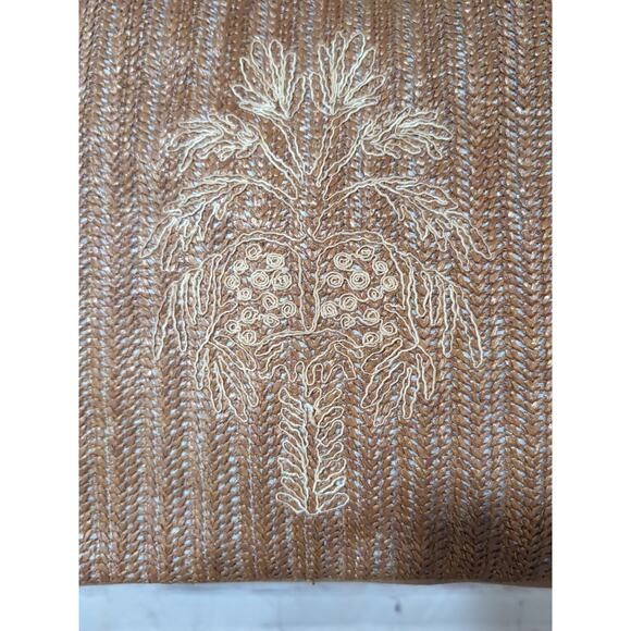Sun 'N' Sand Woven Poly Straw Beach Tote Bag Faux Leather Handles Embroidered - Picture 5 of 15